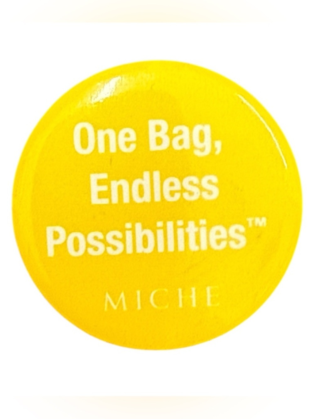 Miche Yellow Promotional Button Pin 1"